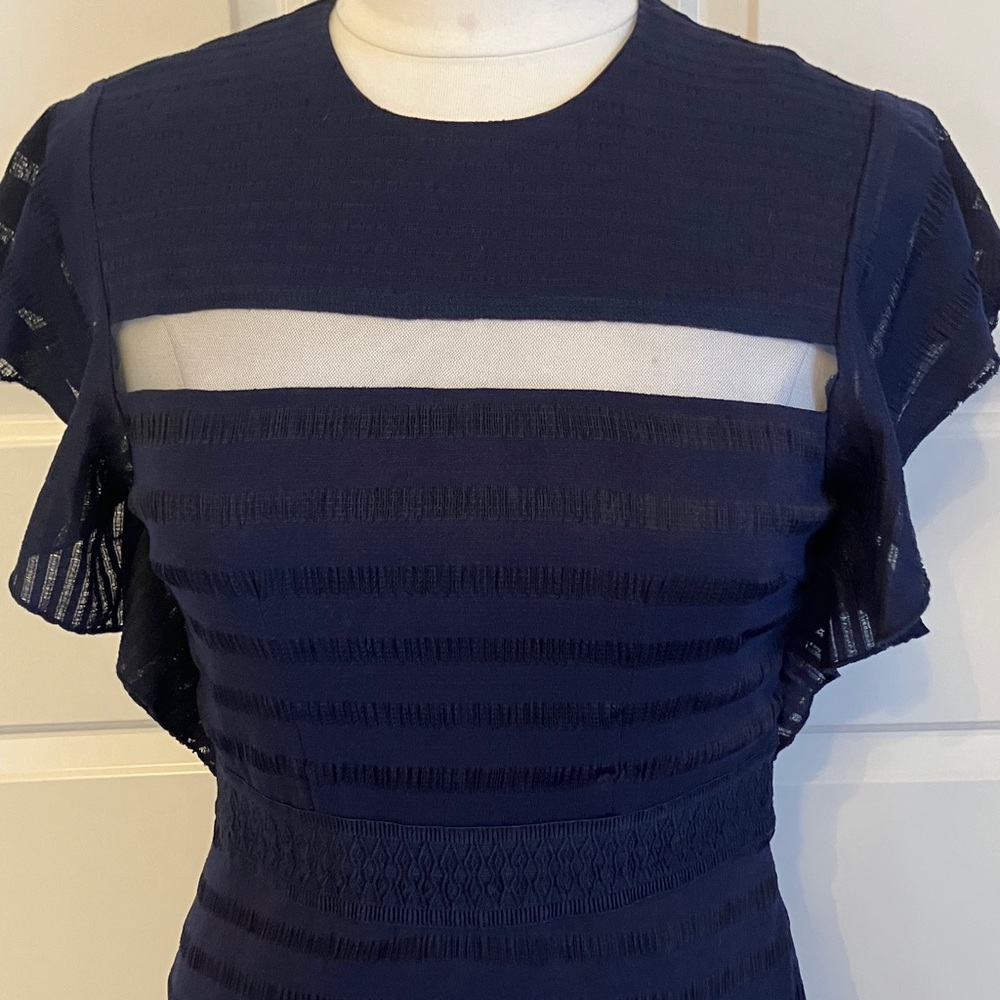 Foxiedox Elegant Navy Blue Ruffled Dress
